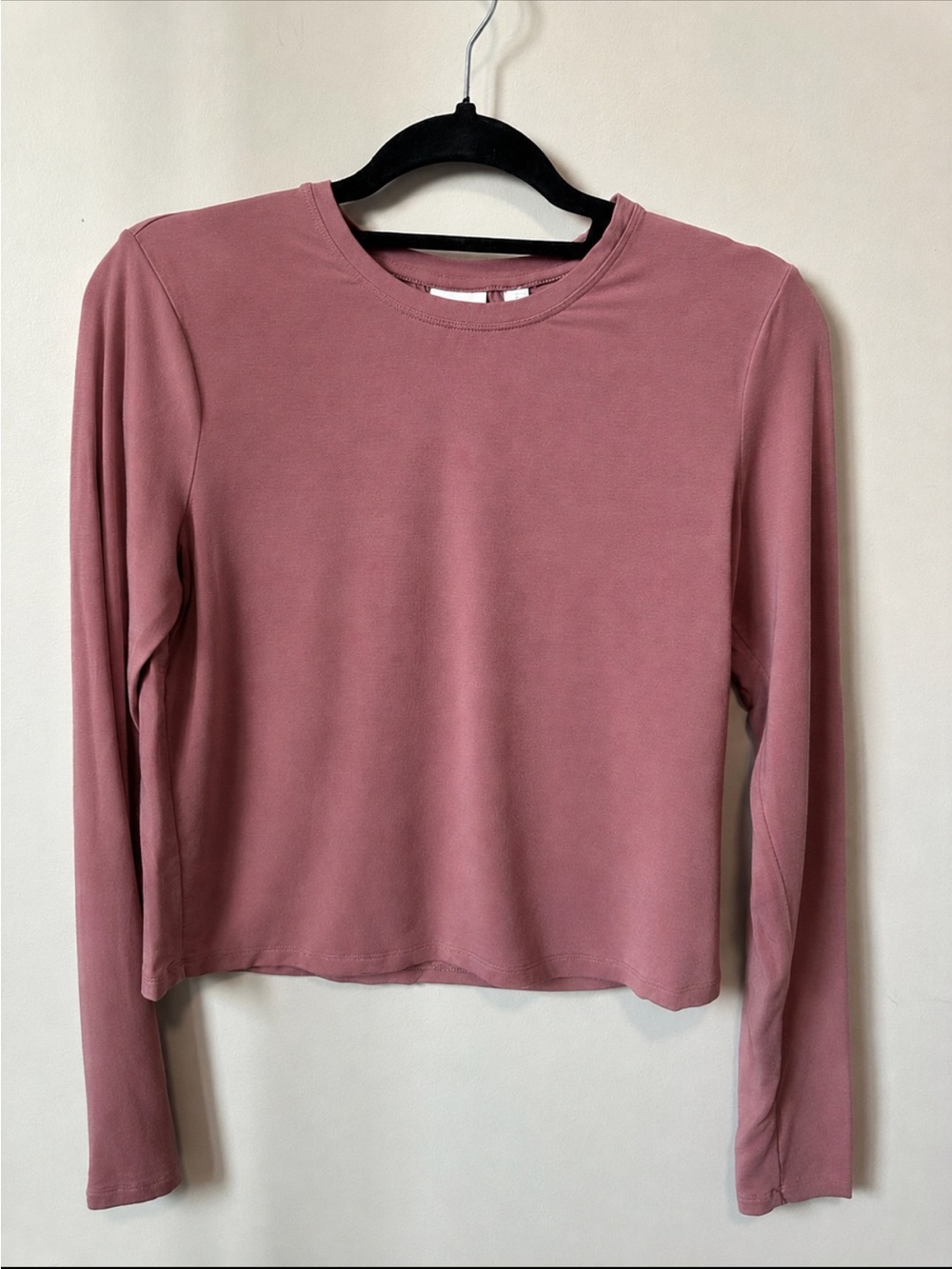 Babaton Long-Sleeve Crewneck Top in Dusty Rose Pink